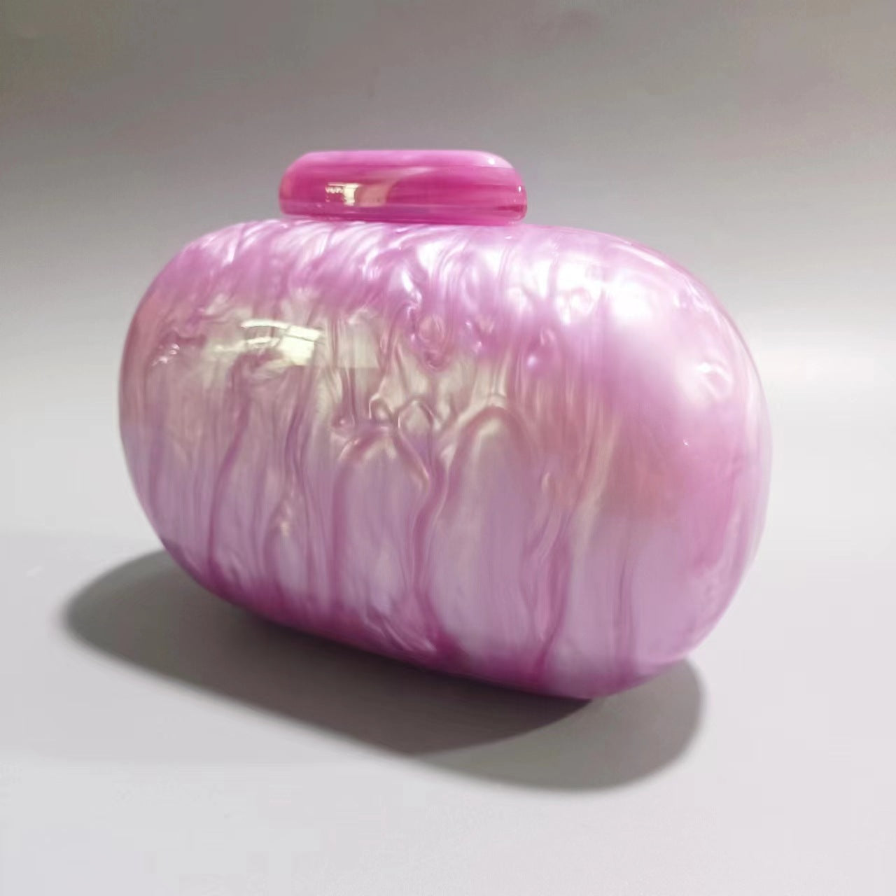 Marbled acrylic clutch with metal ring handle - Sundi