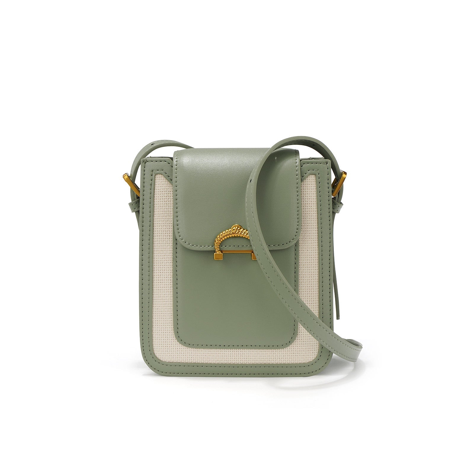 structured two-tone mini crossbody with gold hardware - ALYZA