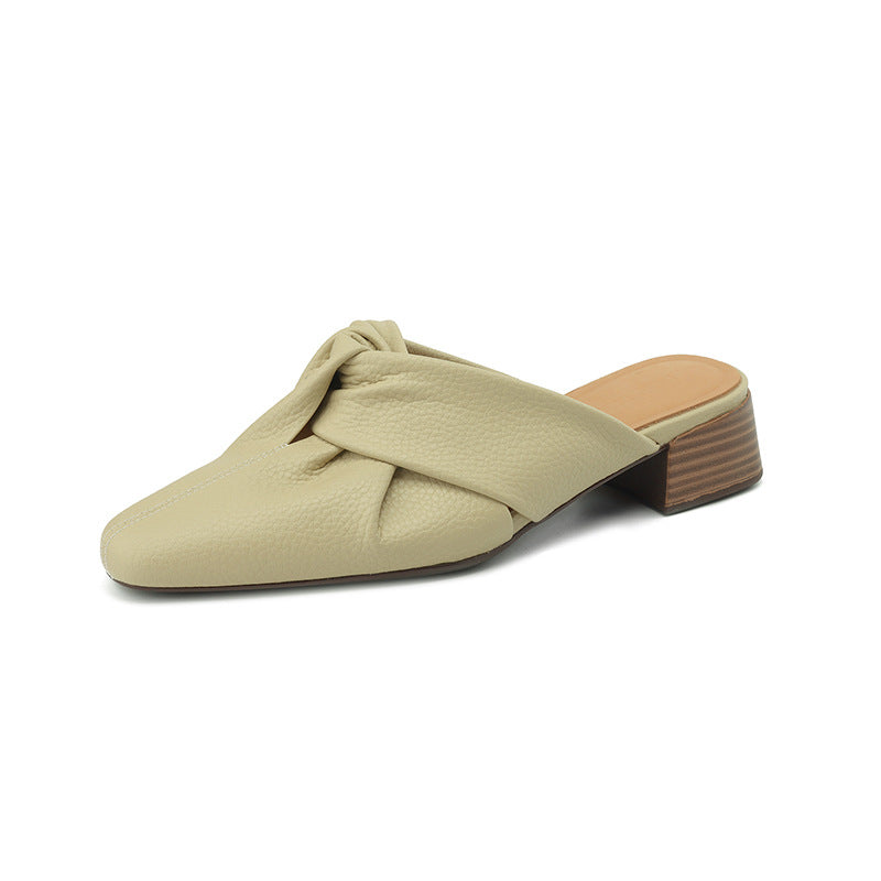 knotted faux leather mules with stacked block heels – AVIA