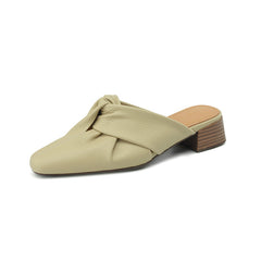 knotted faux leather mules with stacked block heels – AVIA