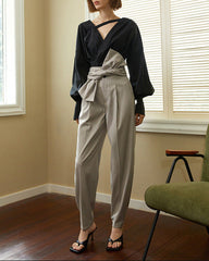 Long sleeve wrap blouse with crisscross detail - Vunti