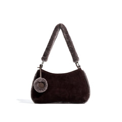 plush faux-fur shoulder bag with charm – COCOA