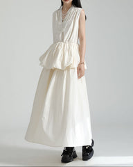 Sleeveless peplum suit with gathered waist - OPHELIW