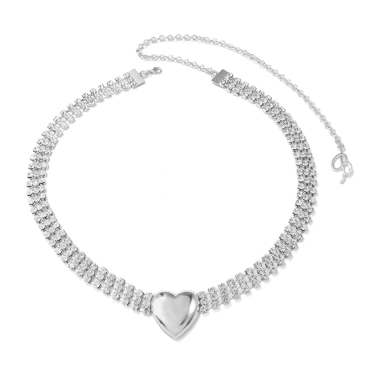 Double row rhinestone waist chain with heart charm – Adfinu