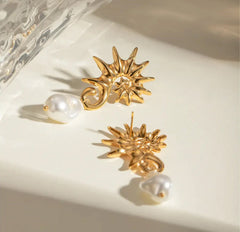 sunburst pearl drop earrings - AUVRA