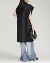 Sleeveless high-low shirt with pointed collar - Werju