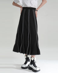 High-waisted flared skirt with contrasting wavy layers - Ejra