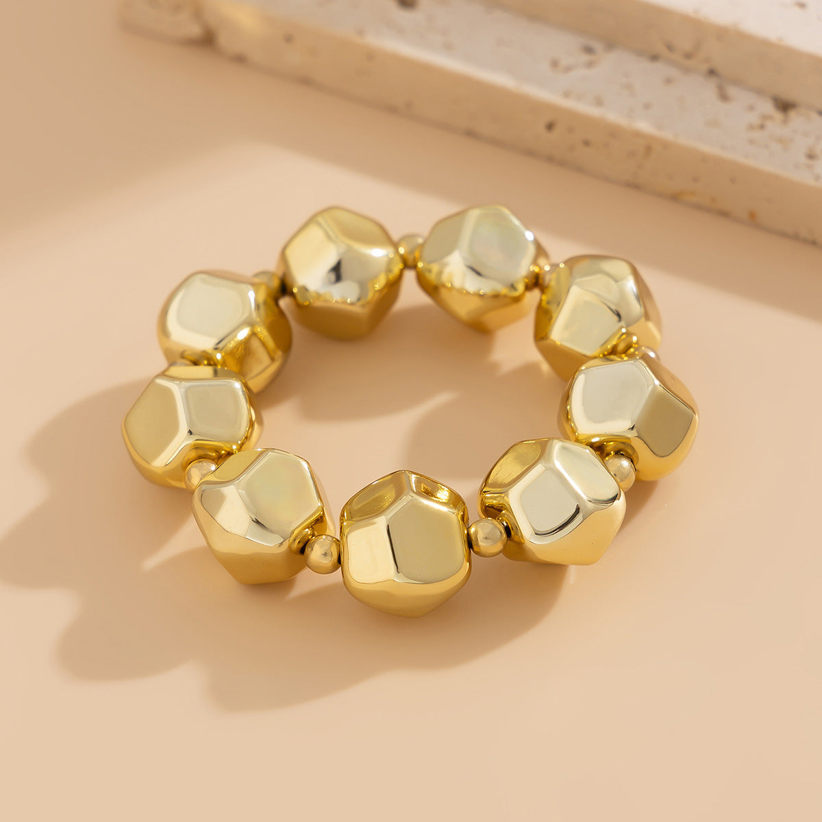 Chunky geometric bead bracelet with metallic shine - Nabsu