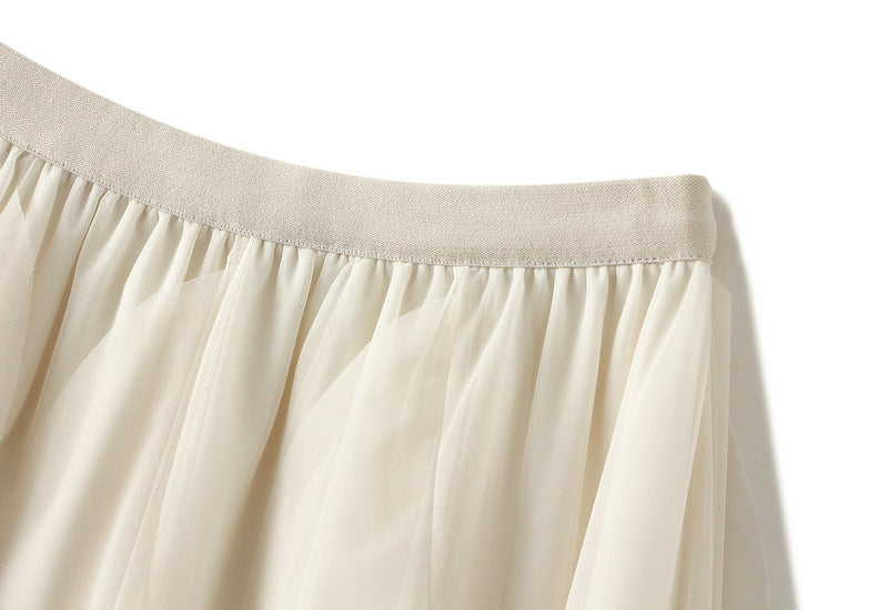 Asymmetrical ruffled mesh skirt with waterfall layers – Apilu