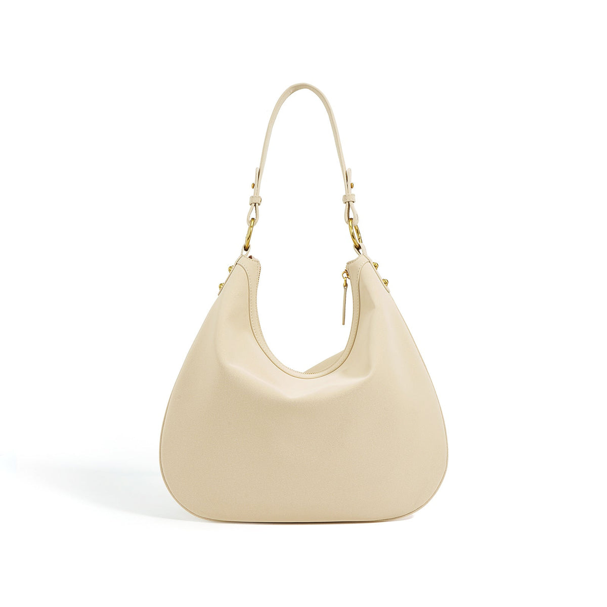 curved hobo shoulder bag with gold hardware - AXYA