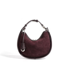 crescent suede shoulder bag with leather trim – SIENNA