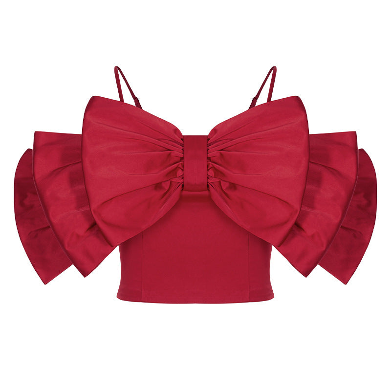Sleeveless top with oversized bow detail - Sadri