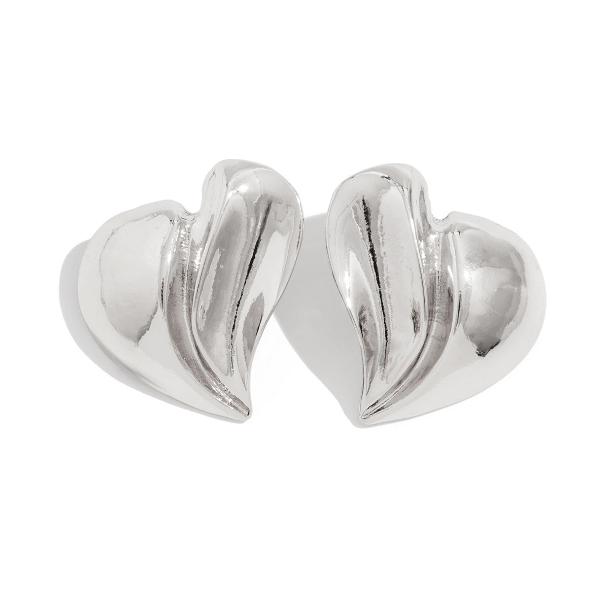 Asymmetric heart-shaped stud earrings with sculpted folds – Vancen