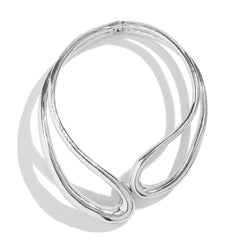 Twisted open metal choker with sculptural wave design - Dolkia
