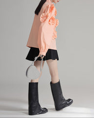 Long-sleeve shirt with floral applique detail - Biju