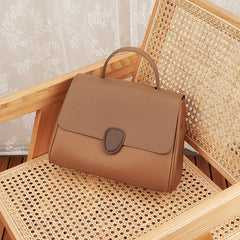 two-tone flap handbag with top handle – CLAIRE