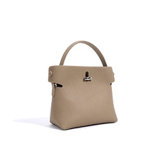 top-handle bucket bag with turn-lock clasp – AZURE