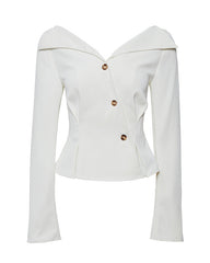 Off-shoulder tailored shirt with asymmetric buttons - Culvi