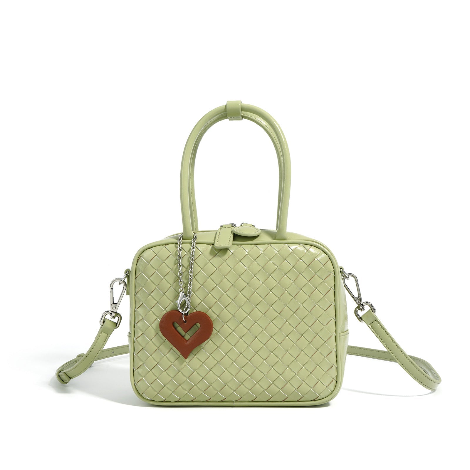 black boxy handbag with heart charm – LYRA