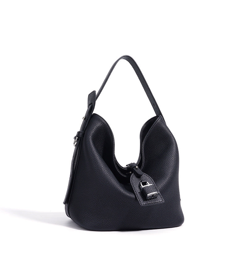 Soft Leather Shoulder Bag with Contrast Trim – SIENA