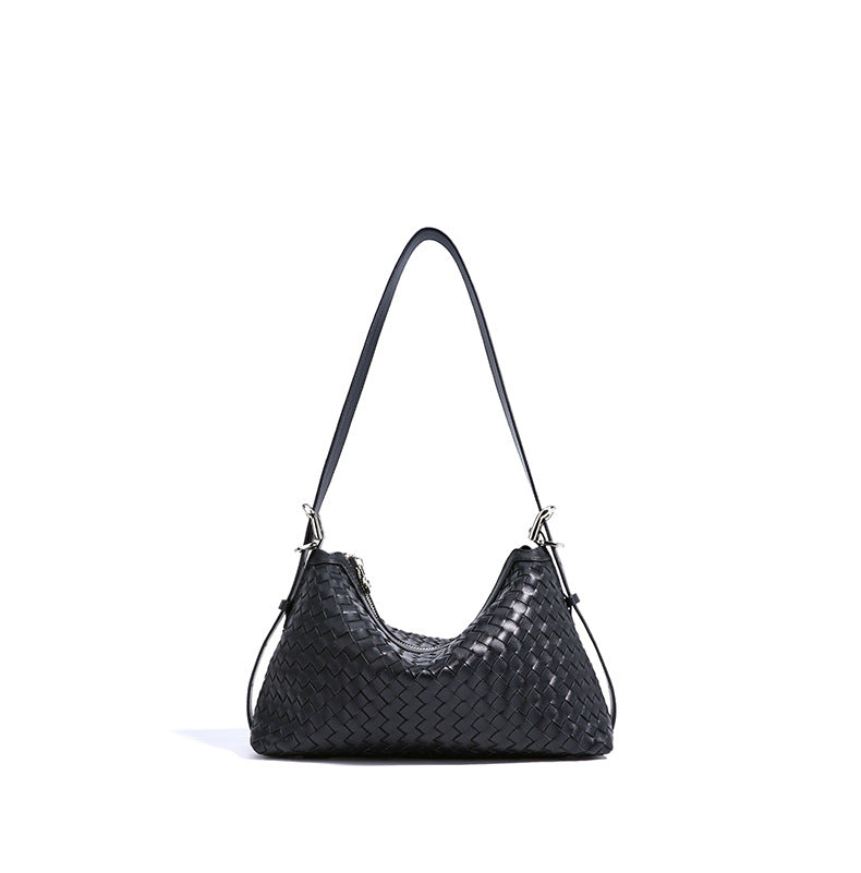 woven crescent shoulder bag with long strap – IVX