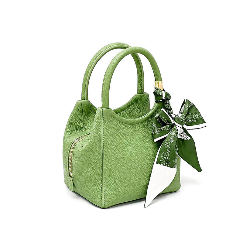 pebble-textured handbag with printed scarf detail - MALIA