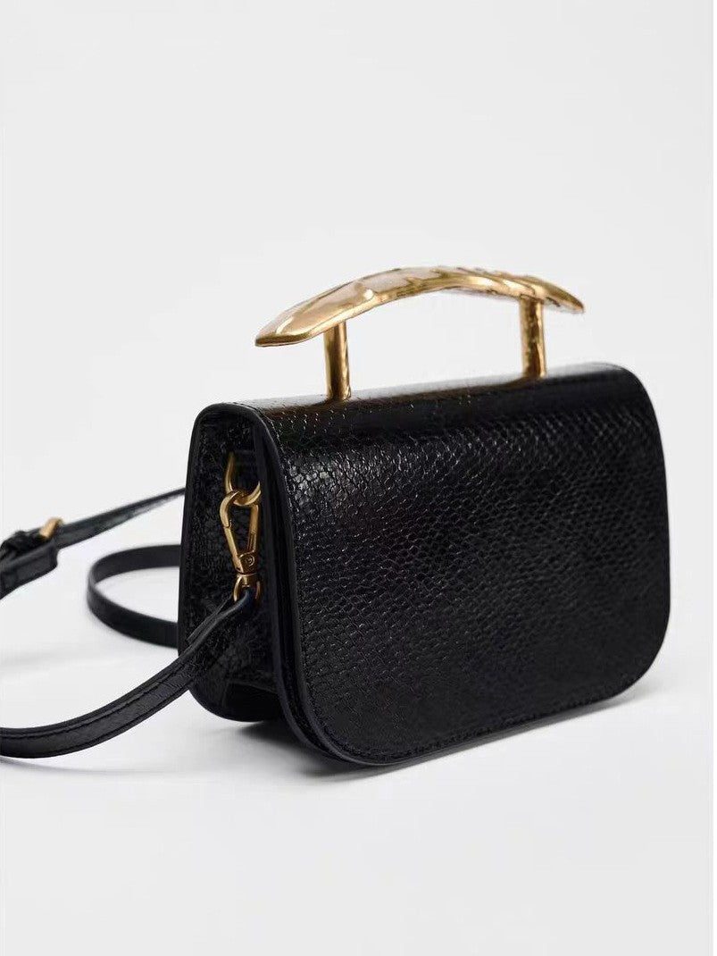 Sleek rectangular handbag with gold handle - Erju