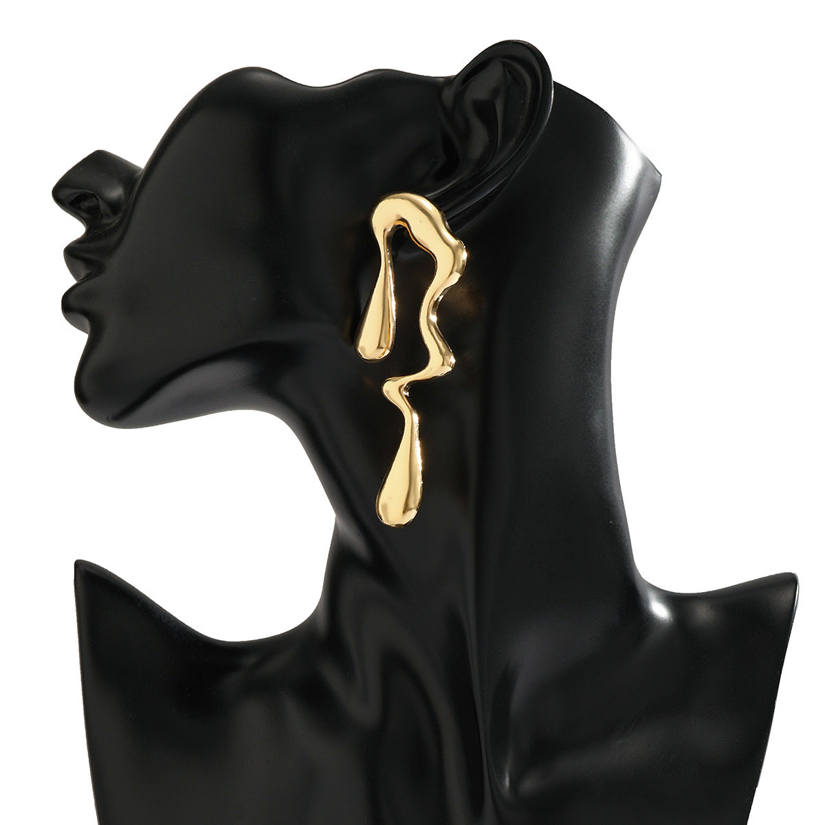 Asymmetric melted metal drop earrings - Nandi