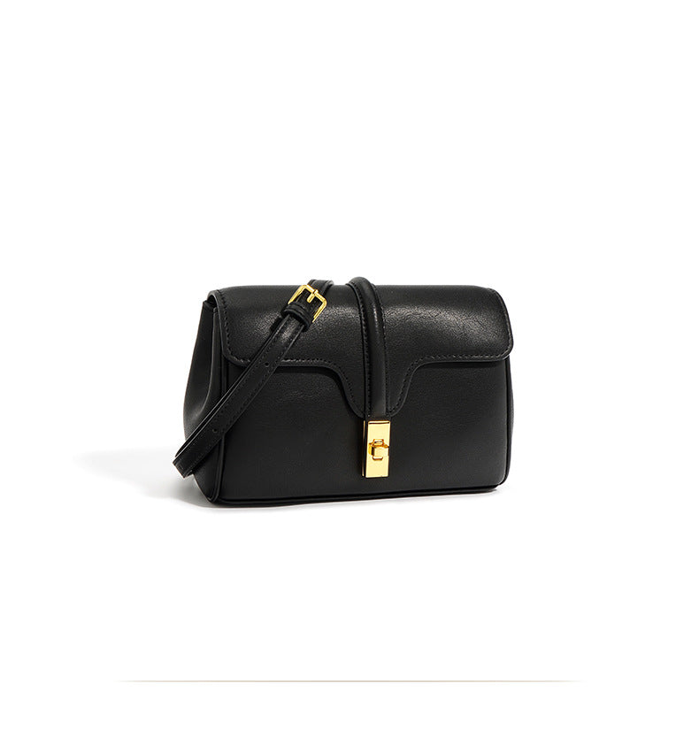 structured flap shoulder bag with gold-tone lock - INES