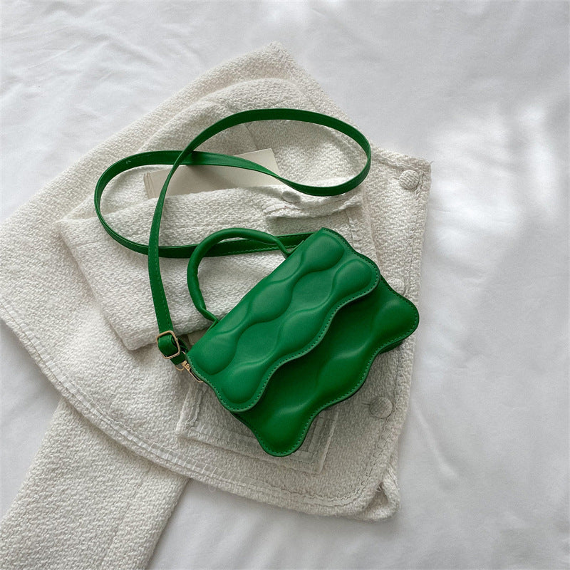 ripple wave mini crossbody bag with puffy green texture – LUMIA