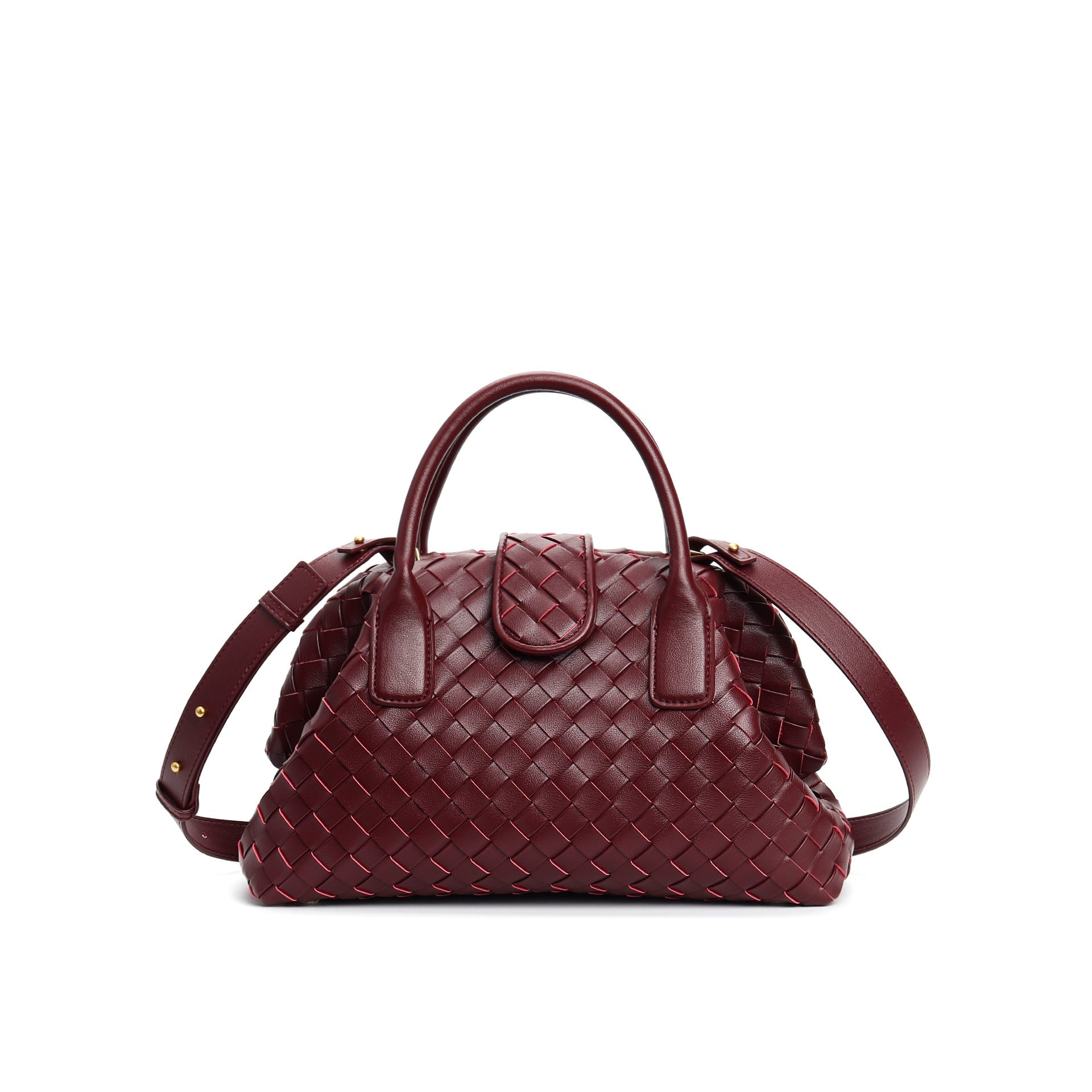 woven leather bag with magnetic flap - REINZA
