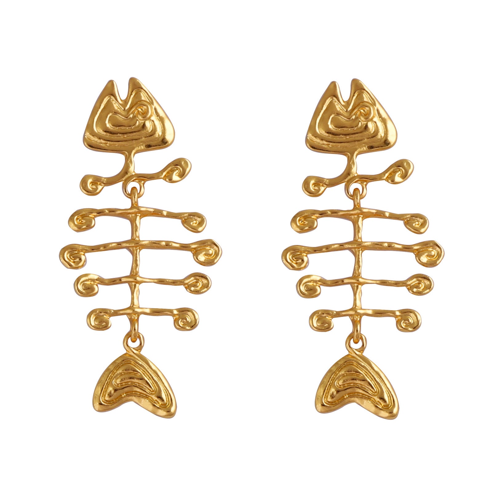 geometric statement earrings with tribal fishbone motif – ORA