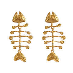 geometric statement earrings with tribal fishbone motif – ORA