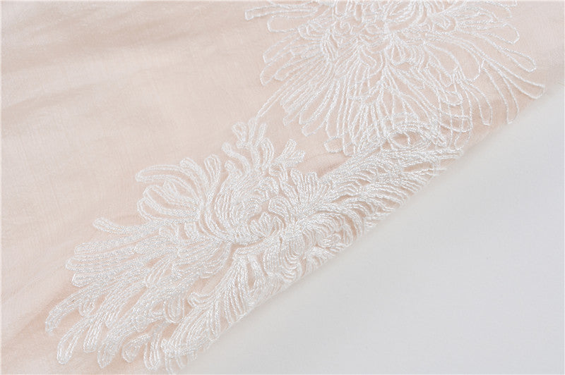 embroidered organza midi dress with puff sleeves – Feeiklig