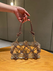 Beaded clear box bag with knotted handle - Soldi