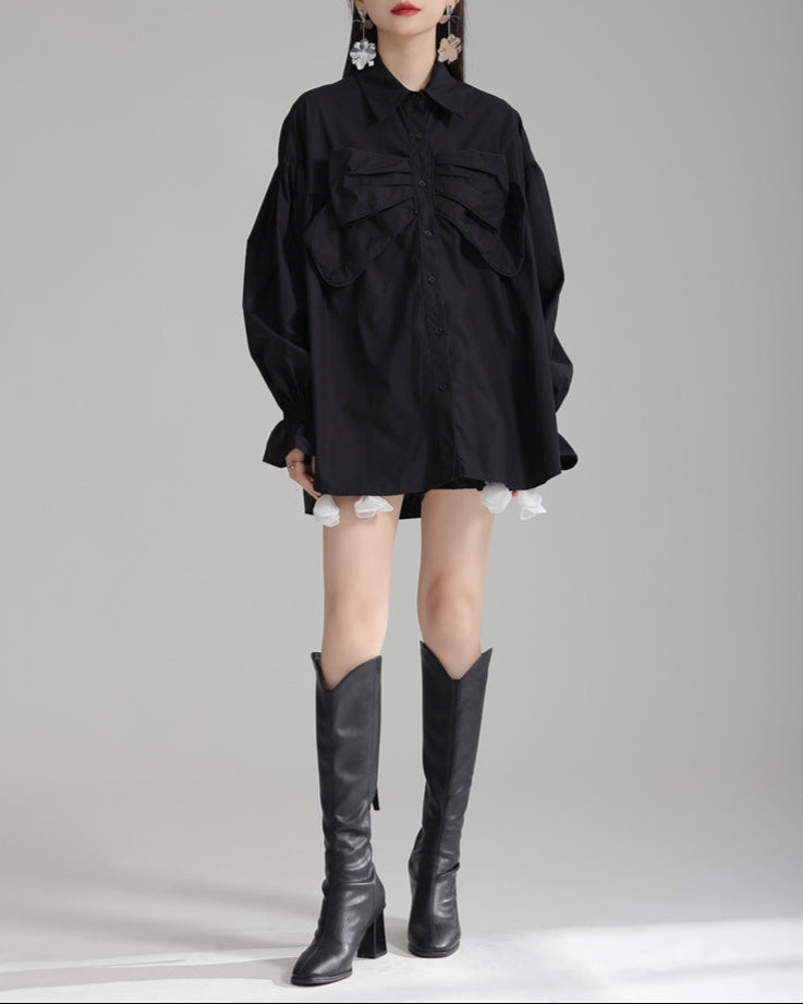 oversized shirt with bow detail and puffed sleeves - Bulji