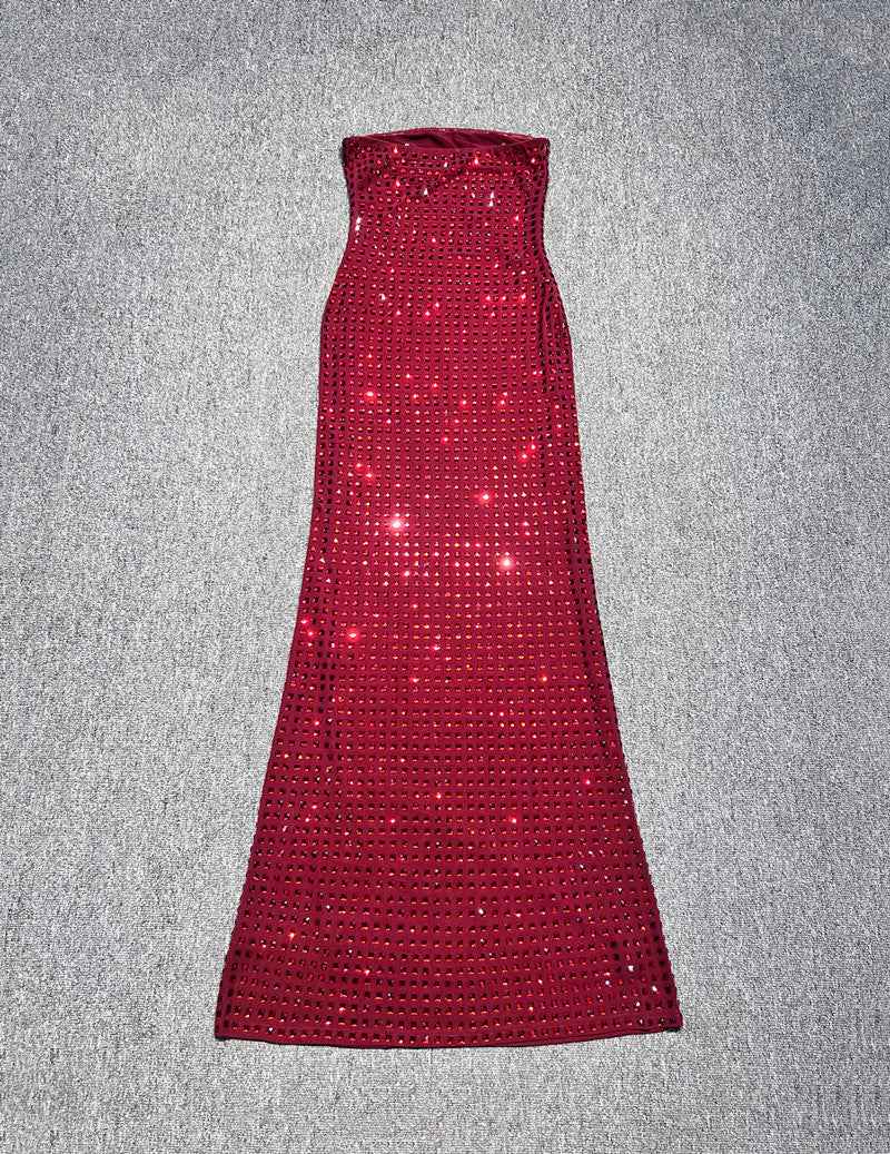 Strapless fitted gown with sequin embellishment - Surty
