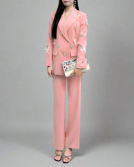 Embellished tailored pantsuit with feather appliqué - Elnu