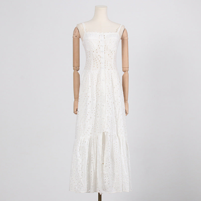 printed ruffle-hem sundress with spaghetti straps – Callisto