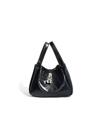 structured mini tote bag with metallic turn-lock - LAYFA