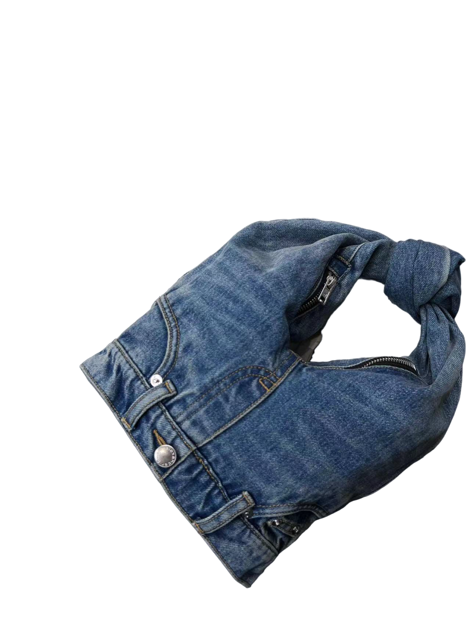 denim knot-handle shoulder bag - Tehzeeb