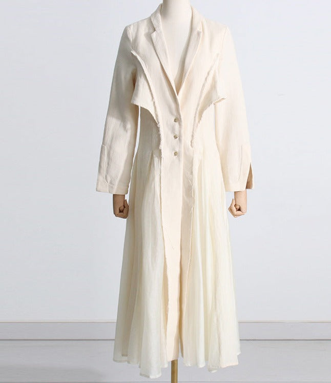 open-front longline dress in ivory – Elianer