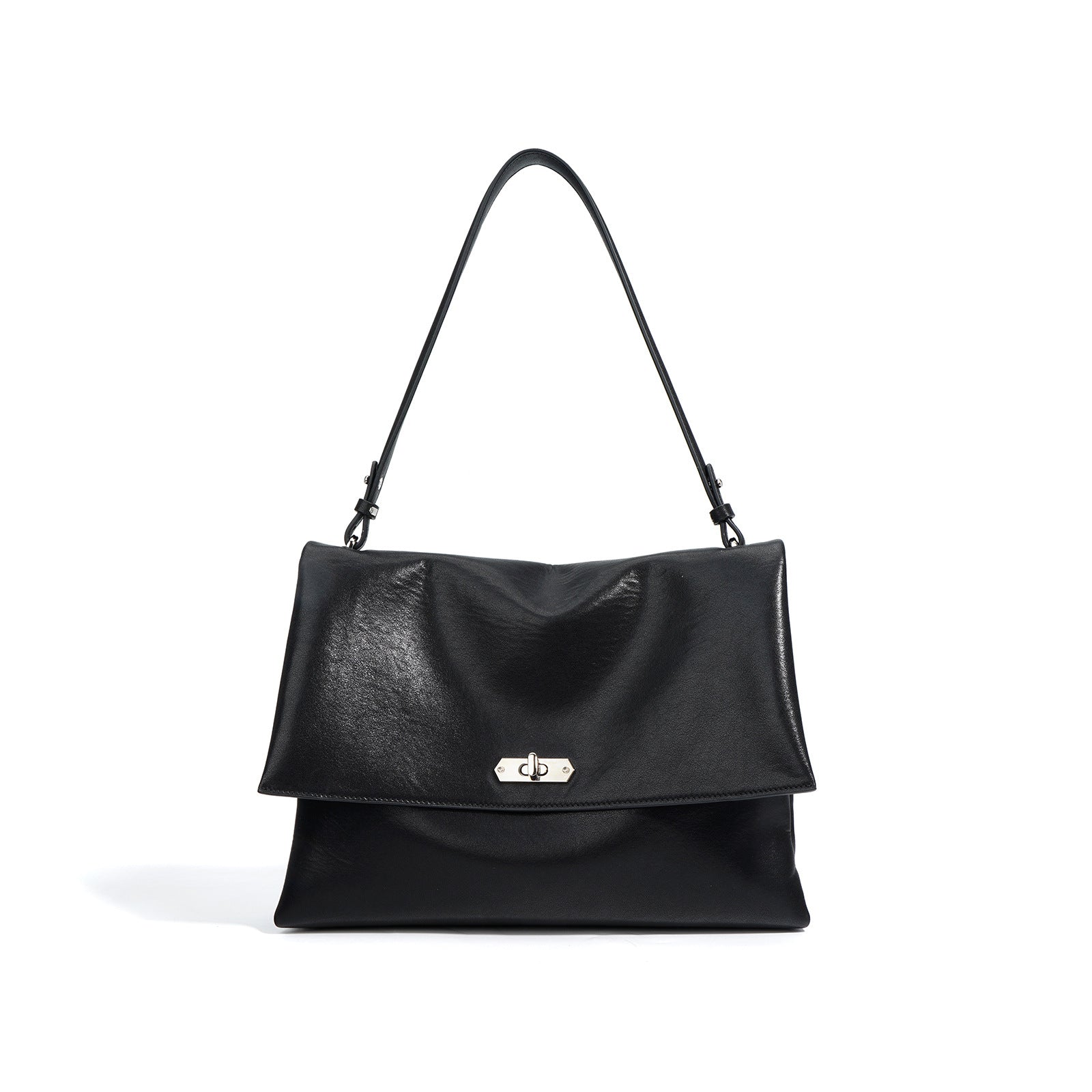 structured flap shoulder bag with twist-lock closure - NODRA