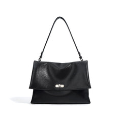 structured flap shoulder bag with twist-lock closure - NODRA