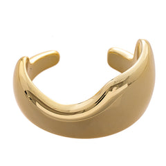 Irregular Geometric Open Bangle with Shiny Metallic Design - VONEL