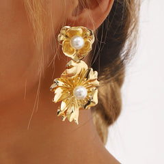 floral drop earrings with pearl center - NOVAR