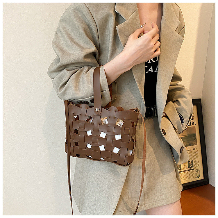 woven leather cage tote – BRAXA