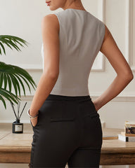 Sleeveless tailored shirt with notch collar – Rewni