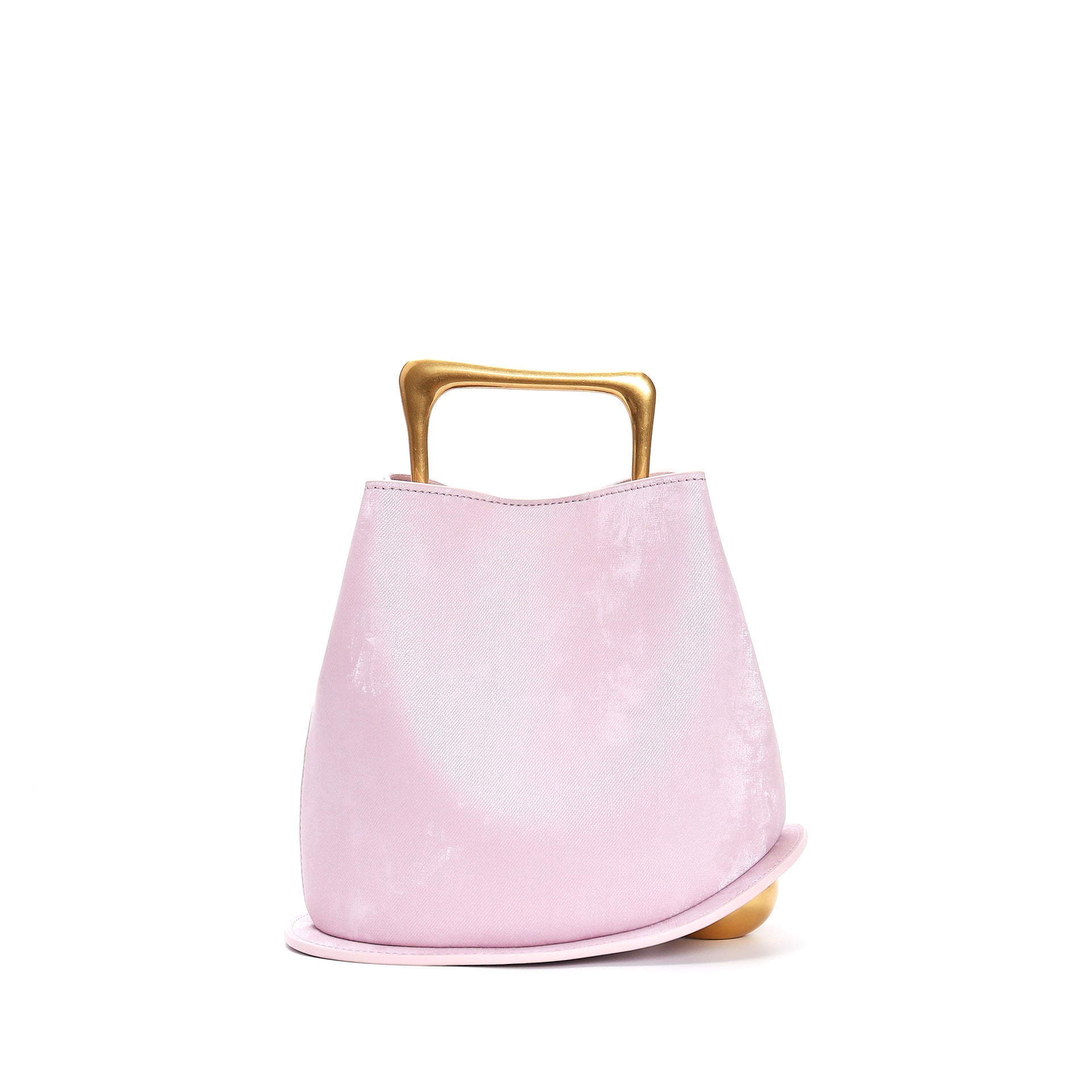 asymmetric velvet mini bag with sculptural gold handle - KORZA