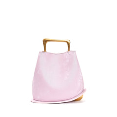asymmetric velvet mini bag with sculptural gold handle - KORZA